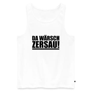Sachsen Shirt sächsischer Dialekt lustiger Spruch - Männer Premium Bio Tank Top - Weiß - Vorne - Michal (187cm)