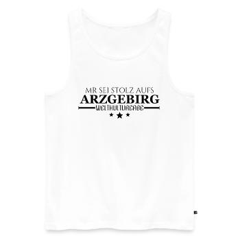 World Heritage Erzgebirge Mr is proud of the Arz mountains - Men's Premium Organic Tank Top - white - Front - Michal (187cm)