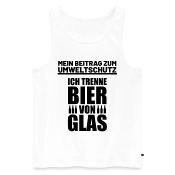 Umweltschutz Bier Shirt | Ich trenne Bier von Glas - Männer Premium Bio Tank Top - Weiß - Vorne - Michal (187cm)