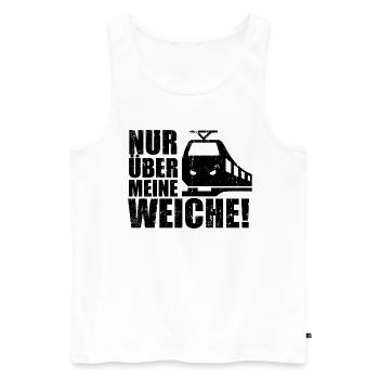 Nur über meine Weiche | Eisenbahn & Modellbahn - Männer Premium Bio Tank Top - Weiß - Vorne - Michal (187cm)