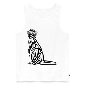 Tatouage tribal de suricate - Débardeur bio Premium Homme - blanc - Devant - AI Model Male 178 light (178cm)