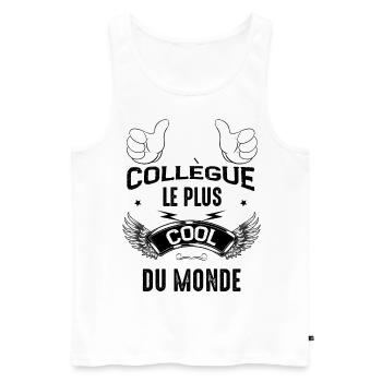 Collègue le plus cool du monde c'est le miens - Débardeur bio Premium Homme - blanc - Devant - AI Model Male 178 light (178cm)