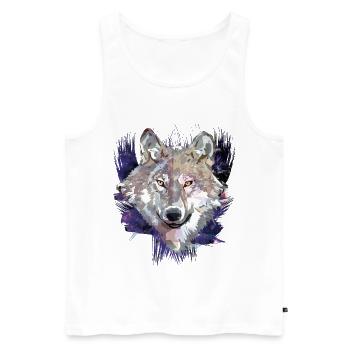 Wolf | Tier | Grauer Wolf - Männer Premium Bio Tank Top - Weiß - Vorne - AI Model Male 178 light (178cm)