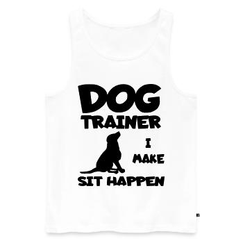 L’éducateur canin permet au chien de s’asseoir. Chemise d’humour * - Débardeur bio Premium Homme - blanc - Devant - Michal (187cm)