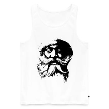 Vintage Nikolaus - Weihnachtsmann Gesicht - Männer Premium Bio Tank Top - Weiß - Vorne - Michal (187cm)