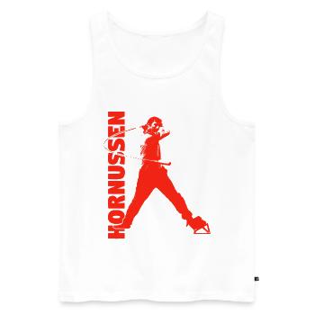 Hornussen - Männer Premium Bio Tank Top - Weiß - Vorne - AI Model Male 178 light (178cm)