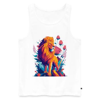 Majestic Lions Roses Art - Men's Premium Organic Tank Top - white - Front - AI Model Male 178 light (178cm)