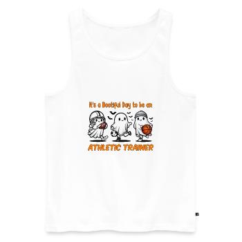 Bootiful Day, um Athletiktrainer zu werden - Männer Premium Bio Tank Top - Weiß - Vorne - AI Model Male 178 light (178cm)