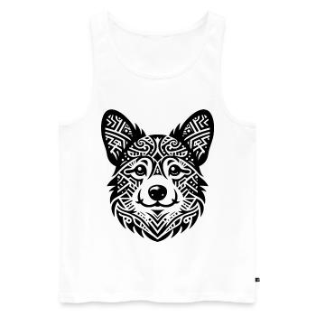 Portrait tribal de Welsh Corgi Pembroke - Débardeur bio Premium Homme - blanc - Devant - Michal (187cm)