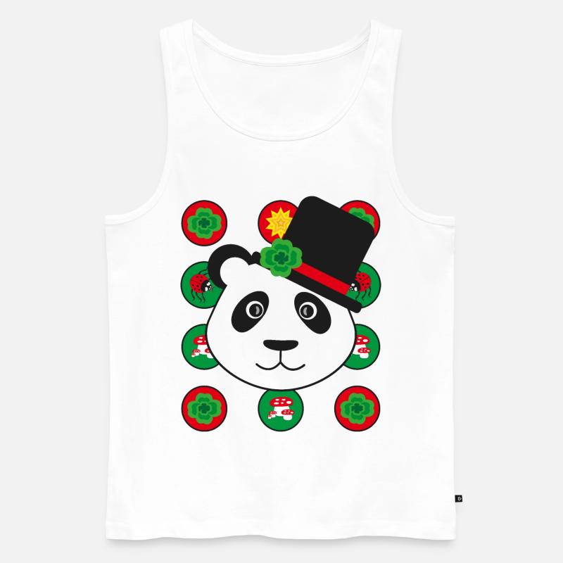 Neujahr Panda mit Kleeblatt. - Männer Premium Bio Tank Top - Weiß