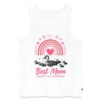 Beste Mama unter dem Regenbogen Entenmotiv - Männer Premium Bio Tank Top - Weiß - Vorne - AI Model Male 178 light (178cm)