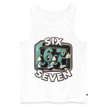 67 Six Seven Six Seven Funny Gift - Men's Premium Organic Tank Top - white - Front - AI Model Male 178 light (178cm)