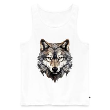 Wolf Wolf Head Predator Forest Nature Wilderness Art - Men's Premium Organic Tank Top - white - Front - AI Model Male 178 light (178cm)