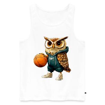 Basketball Owls - Men's Premium Organic Tank Top - white - Front - Michal (187cm)