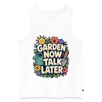 JARDIN MAINTENANT PARLONS PLUS TARD Sieste - Débardeur bio Premium Homme - blanc - Devant - Michal (187cm)