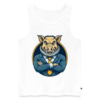 Eber-Kawaii-Maskottchen-Cartoon-Charakter-Clipart-Logo - Männer Premium Bio Tank Top - Weiß - Vorne - Michal (187cm)
