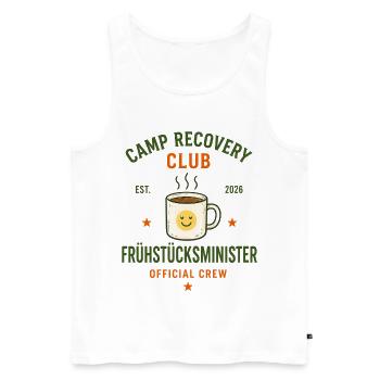 Frühstücksminister – Camp Recovery Club Crew - Männer Premium Bio Tank Top - Weiß - Vorne - Michal (187cm)