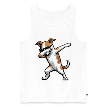 Dabbing Whippet in Comic Style - Men's Premium Organic Tank Top - white - Front - Michal (187cm)