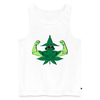 Muskel Hanf - Männer Premium Bio Tank Top - Weiß - Vorne - Michal (187cm)