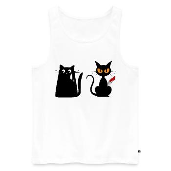 Die gemeine Katze - Männer Premium Bio Tank Top - Weiß - Vorne - AI Model Male 178 light (178cm)