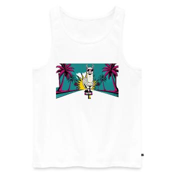 Lama auf Skateboard - Männer Premium Bio Tank Top - Weiß - Vorne - AI Model Male 178 light (178cm)