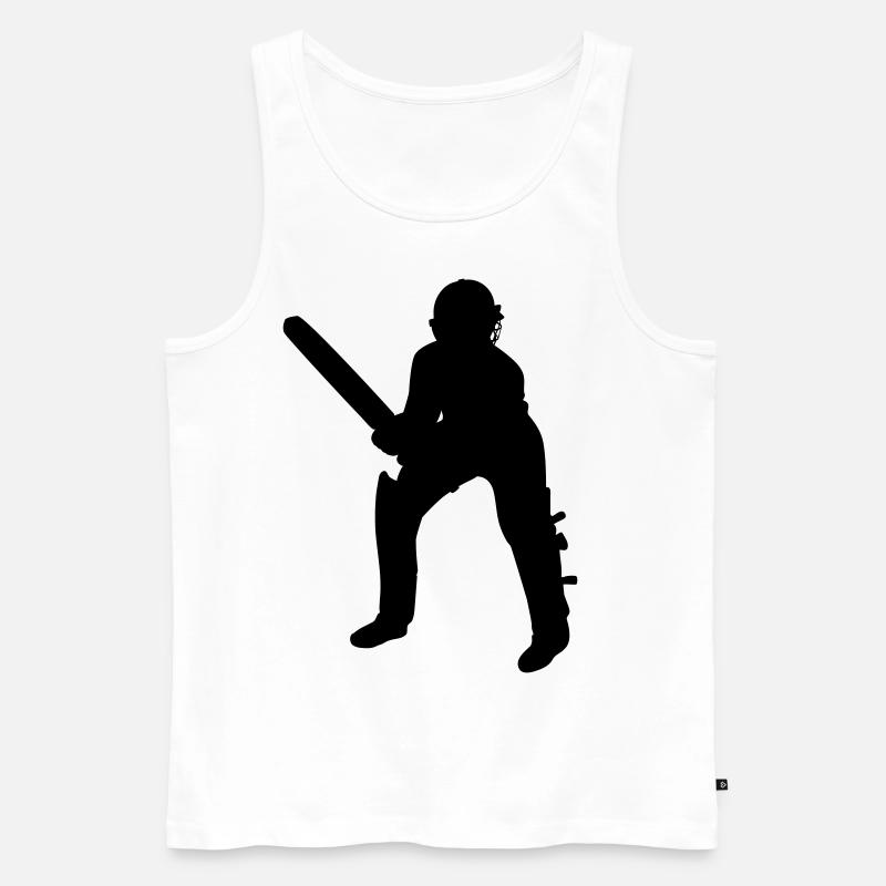 Cricket Schlagmann Batter Black - Männer Premium Bio Tank Top - Weiß