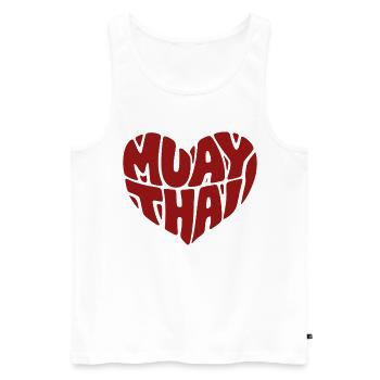 Muay Thai Herz - Liebe zum Thaiboxen - Männer Premium Bio Tank Top - Weiß - Vorne - Michal (187cm)