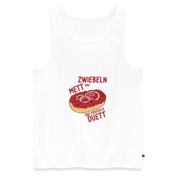 Mettbrötchen - Zwiebeln und rohes Mett - Männer Premium Bio Tank Top - Weiß - Vorne - Michal (187cm)