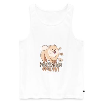Pomeranian Maman - Naine Kleinspitz Frauchen - Débardeur bio Premium Homme - blanc - Devant - AI Model Male 178 light (178cm)