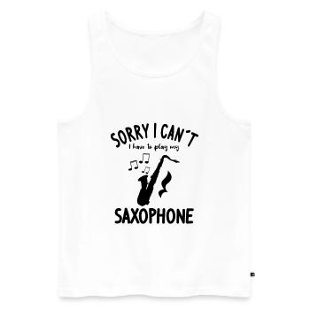 Saxophone jazz music musician sorry i can t - Men's Premium Organic Tank Top - white - Front - Michal (187cm)