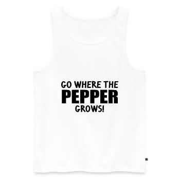 Go where the pepper grows Anglizsimen Denglisch - Men's Premium Organic Tank Top - white - Front - Michal (187cm)
