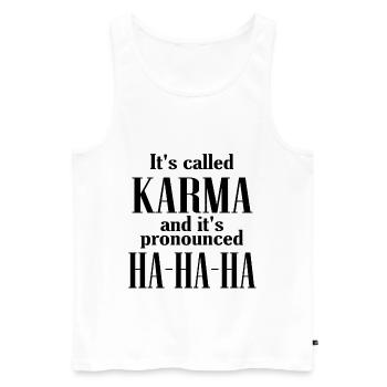 Sarcasme drôle énonciations sarcastiques karma disant - Débardeur bio Premium Homme - blanc - Devant - AI Model Male 178 light (178cm)