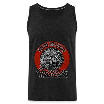 Indianer - Männer Premium Bio Tank Top - Anthrazit - Vorne - Alexander (188cm)