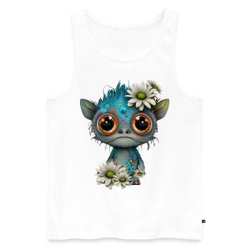 Mignon extraterrestre avec des marguerites - Débardeur bio Premium Homme - blanc - Devant - Michal (187cm)