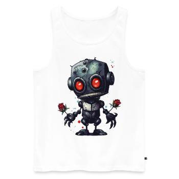 Lustiger Roboter - Männer Premium Bio Tank Top - Weiß - Vorne - AI Model Male 178 light (178cm)