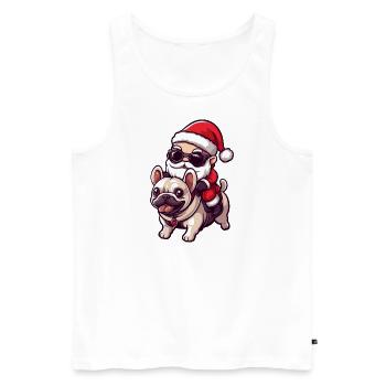 Buldog Français Chien Père Noël Dessin animé - Débardeur bio Premium Homme - blanc - Devant - Michal (187cm)