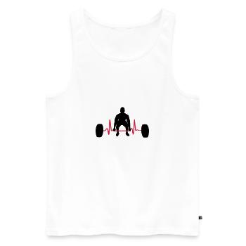 Weightlifter & Heartbeat - Débardeur bio Premium Homme - blanc - Devant - Michal (187cm)