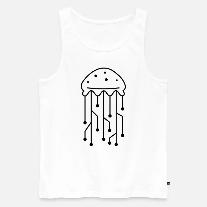 Qualle mit Leiterbahnen - Computer Mainboard - Männer Premium Bio Tank Top - Weiß