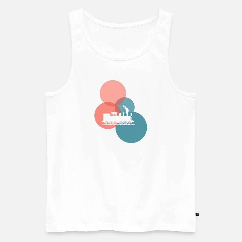 Dampflok Eisenbahn - Männer Premium Bio Tank Top - Weiß