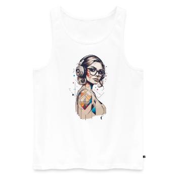 Farbspiel der Geometrie Porträt moderner Frau - Männer Premium Bio Tank Top - Weiß - Vorne - Michal (187cm)