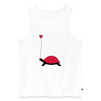 Tortue avec ballon de coeur - Débardeur bio Premium Homme - blanc - Devant - Michal (187cm)