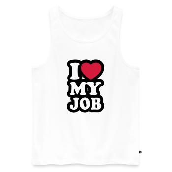 I love my job - J'aime mon travail - Débardeur bio Premium Homme - blanc - Devant - Michal (187cm)