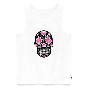 Totenkopf, Totenschädel, sugar skull - Männer Premium Bio Tank Top - Weiß - Vorne - AI Model Male 178 light (178cm)