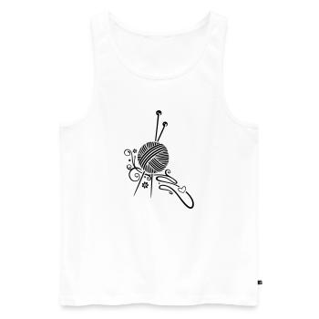 Knitting needles with wool and flowers. - Men's Premium Organic Tank Top - white - Front - AI Model Male 178 light (178cm)