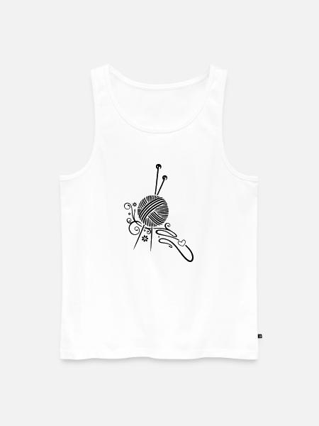 Knitting needles with wool and flowers. - Men's Premium Organic Tank Top - white