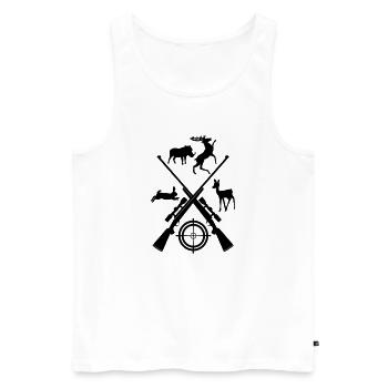 Zwei gekreuzte Schrotflinten mit Visier und Tieren 2 - Männer Premium Bio Tank Top - Weiß - Vorne - AI Model Male 178 light (178cm)