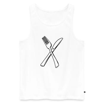 Messer und Gabel transparent - Männer Premium Bio Tank Top - Weiß - Vorne - AI Model Male 178 light (178cm)