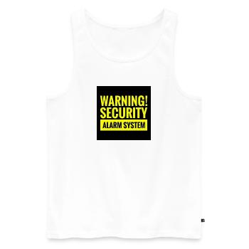 Vaaravainen Turvallisuus Ilmoitus T-paita - Men's Premium Organic Tank Top - white - Front - AI Model Male 178 light (178cm)