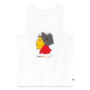 Landkarte mit stylischer Frau und Nationalfarben - Männer Premium Bio Tank Top - Weiß - Vorne - Michal (187cm)