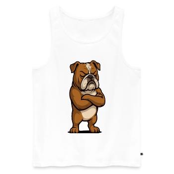 Bouledogue anglais Bully Bully Propriétaire Bullyfan - Débardeur bio Premium Homme - blanc - Devant - AI Model Male 178 light (178cm)